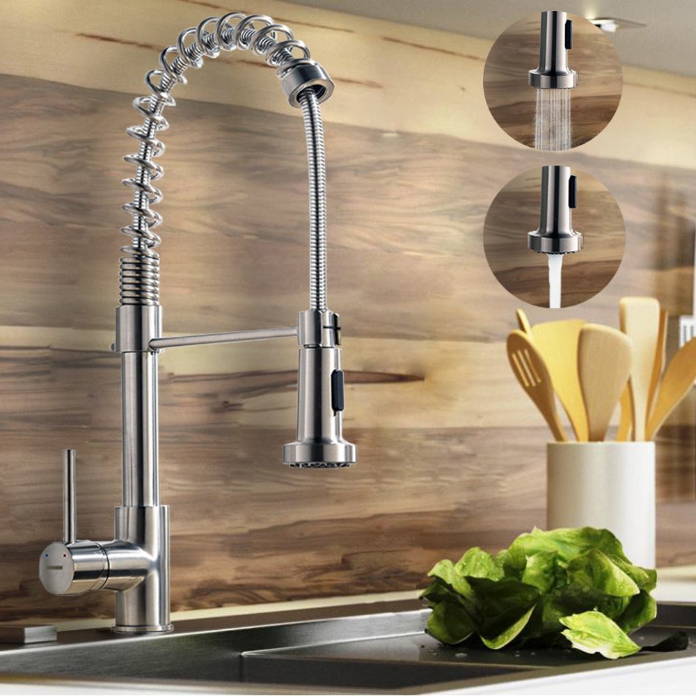 Constantine Brushed Nickel Kitchen Sink Faucet with Pull Down Faucet